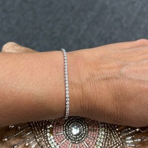 Solid 14K White Gold Tennis Bracelet 1.5mm, 7.5”